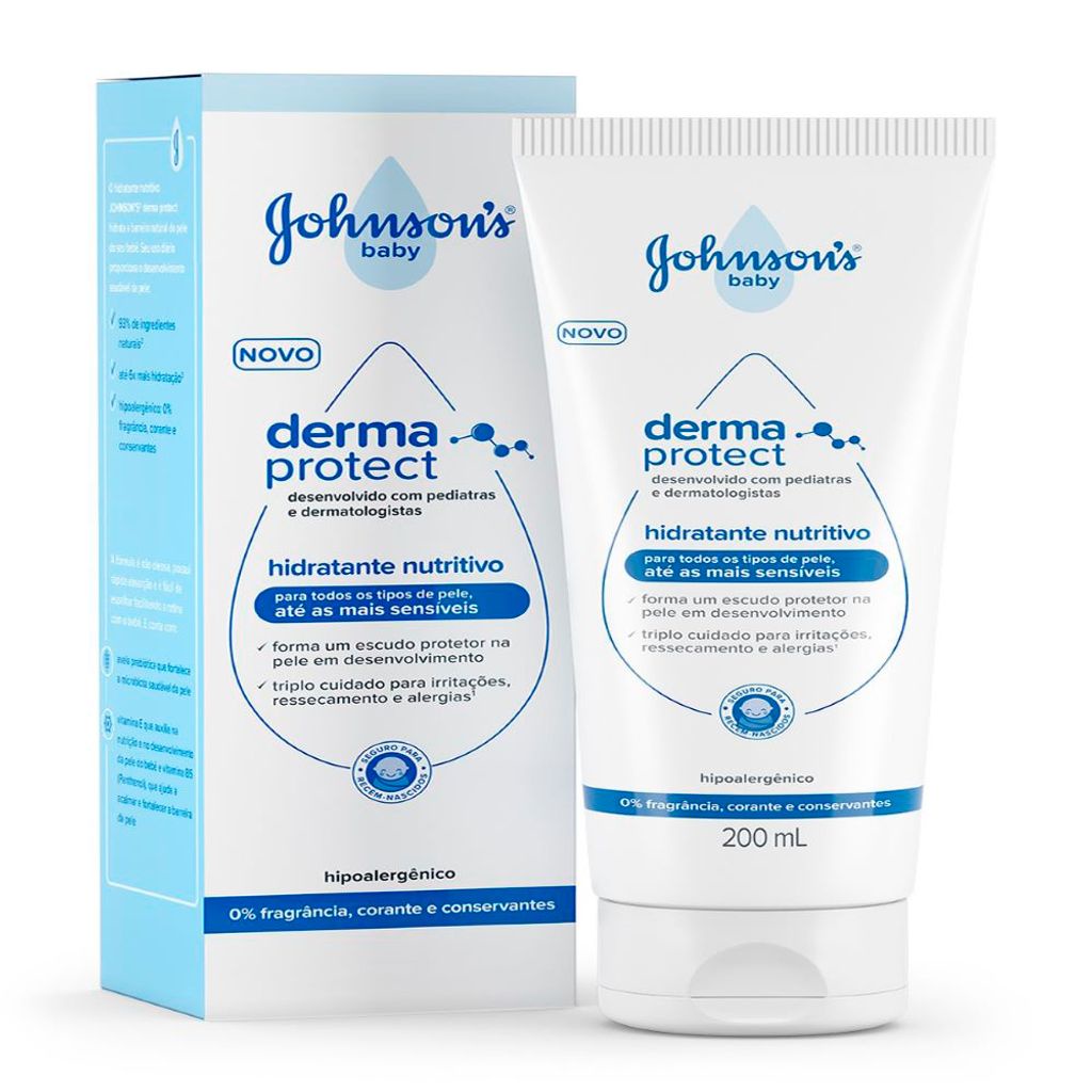Creme Hidratante Nutritivo Derma Protect Johnson's Baby para Todos os Tipos de Pele 200ml em Oferta na Shopee