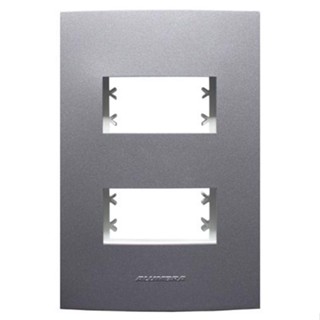 Placa 4x2 c/ Suporte p/ 2 Módulos Distanciados Inova Pro Class Grafite Alumbra