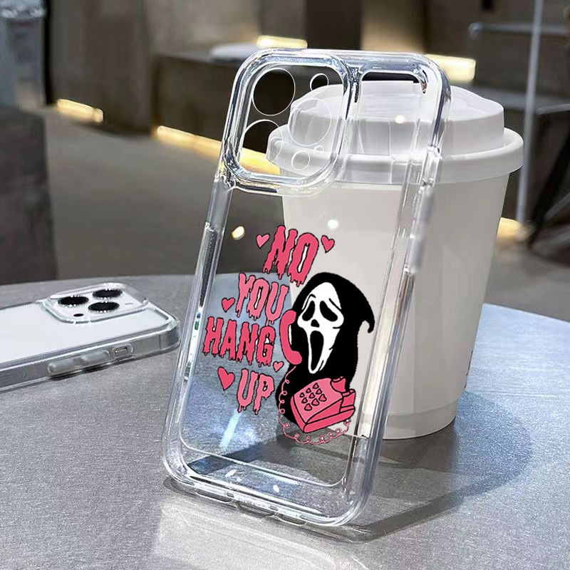 Capa Macia E Transparente Para Telefone TPU Samsung Galaxy A13 A23 A55 A35 A15 A05 A05S A33 A53 A73 A14 A34 A54 A32 A52 A52S A72 A51 A71 À Prova De Choque O Halloween Ghost Scream