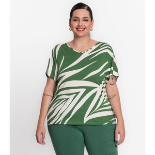 Blusa Feminina Plus Size Linhas Secret Glam Verde