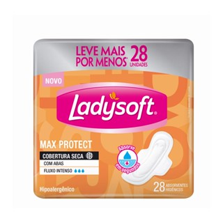 Absorvente Ladysoft Max Protect com Abas Cobertura Seca 28 Unidades