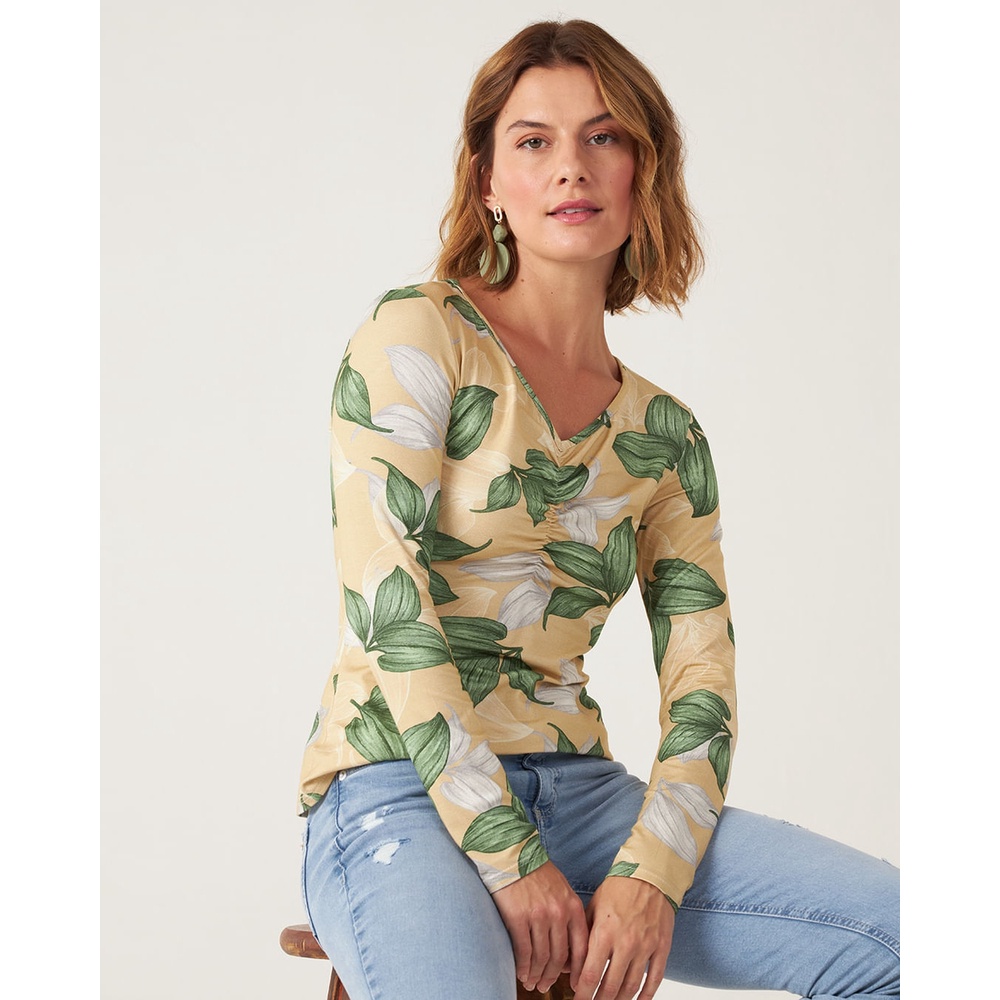 Blusa Folhagem Em Viscose Conforto Malwee - Women Clothes