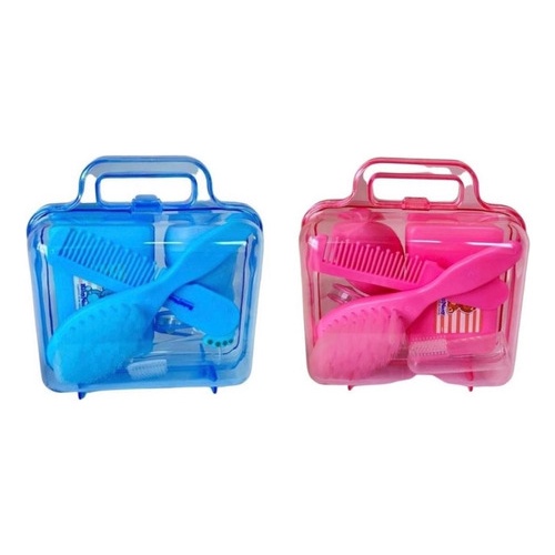 Conjunto Higiene Cuidados Kit Bebe Pente Escova Saboneteira Prendedor de Chupeta Presente