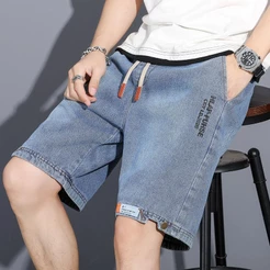 preto bermuda plus size masculina jeans Calças de praia casuais calças de trabalho de homens M-4XL