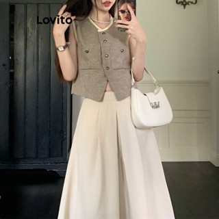 Lovito Casual Blusa Feminina Lisa Colorblock com Bolso e Botão LNE30182 (Damasco/Cinza)
