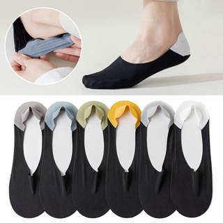 1 Pares Meias De Seda De Gelo Invisíveis Barco De Meia De Calcanhar Sem Escorregamento Moda Casual Unisexo Simples
