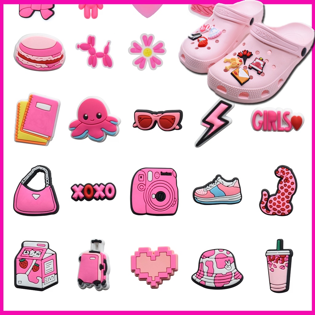 Acessórios para sandálias Pink Fêmea Ins Fashion DIY Sapatos Combinados Botão Pingente De Encanto em Oferta na Shopee