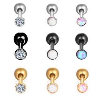 F136 Titânio Piercing Lip Cartilage Tragus Diafragma Espiral Zircon E Opala Septum Clicker Ear Stud Helix Brincos De Perfuração Jóias Corporais Encantadoras