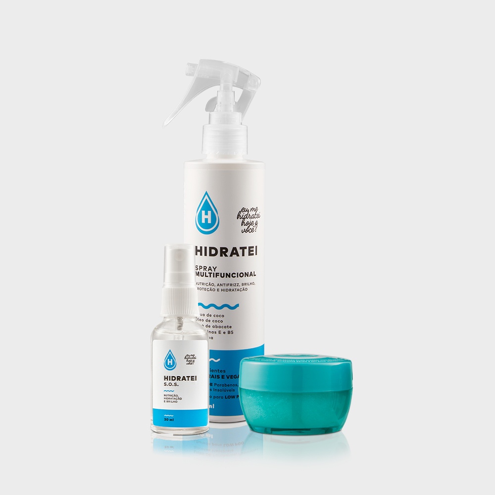 Kit Hidratei: Spray Leave-in Multifuncional 250ml + Sérum SOS 30ml + SHRP Creme Proteína V...