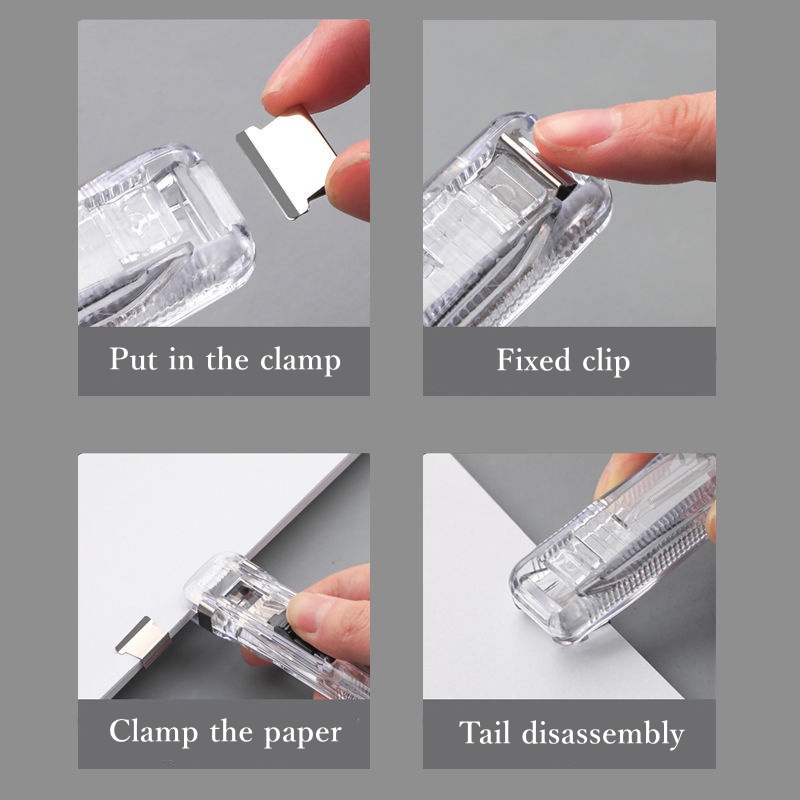 Detalhes do Agrafador sem furos Metal Push Clamp Binder Ferramenta de encadernação de documentos de arquivo de escritório escolar