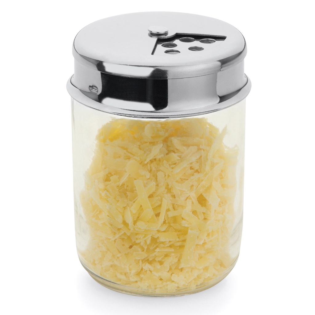 Pote De Vidro Para Queijo Ralado Queijeira Temperos 160g Oregano Ervas Multiuso Tampa Aço Inox