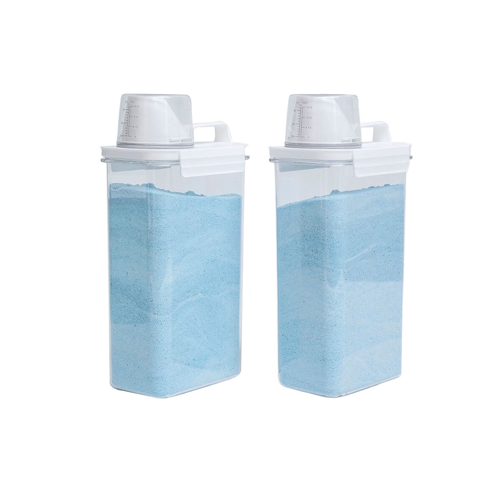 Kit com 2 porta sabão em pó 2,3L com copo dosador e travas - Oikos em Oferta na Shopee