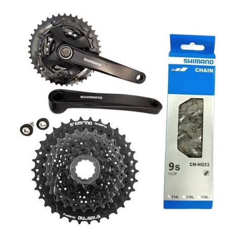 Kit Relação Shimano K7 3x9 Pedevela + Cassete Corrente Hg53