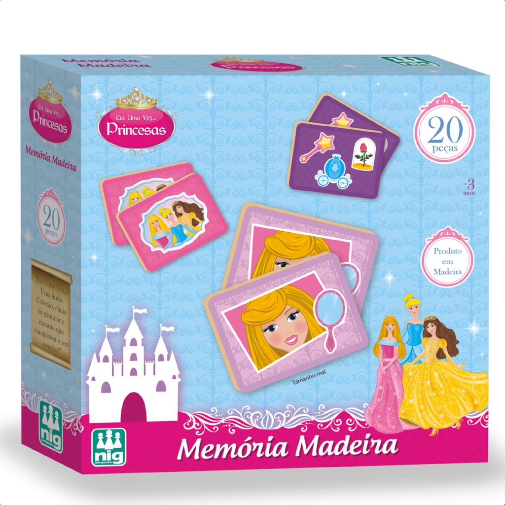 Jogo Da Memória Princesas Infantil 20 Peças Madeira 10 Pares Criatividade Imaginação 3 Anos Nig Brinquedos - 0794 em Oferta na Shopee