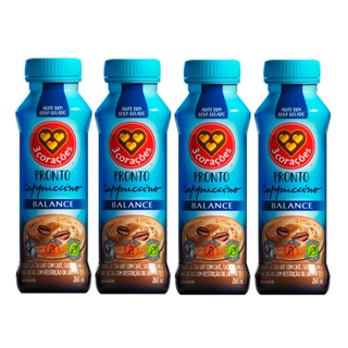 Kit 4 Cappuccino Pronto Balance 3 Corações Zero Lactose 260ml