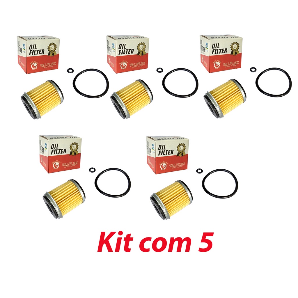 Kit com 5 Filtro de Oleo Yamaha Fazer 250 / Lander 250 / Tenere 250 / CRYPTON 115 / Factor 125I / X MAX 250 (valflex)