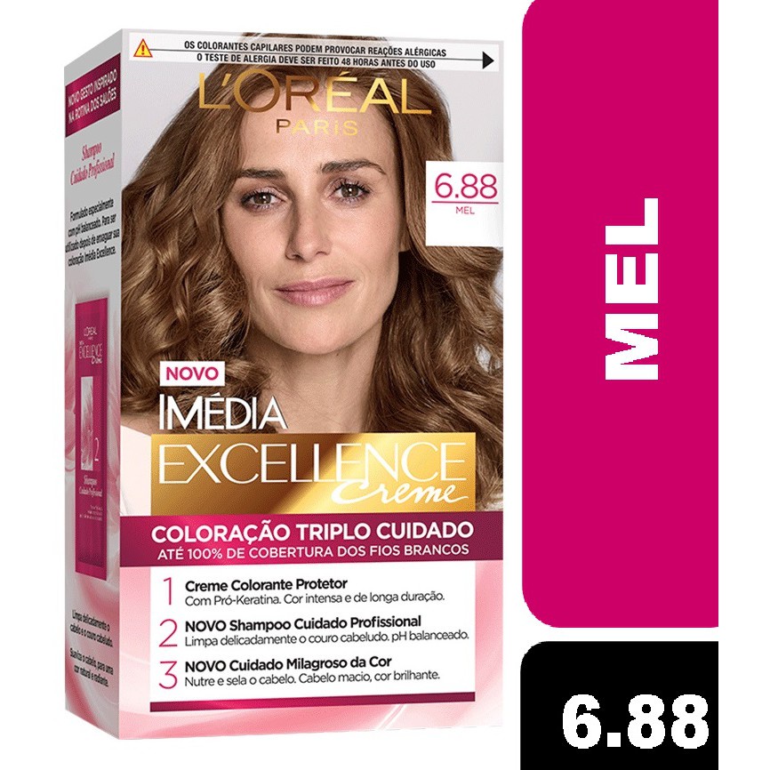Coloração Imédia Excellence L'oreal Creme 6.88 Mel
