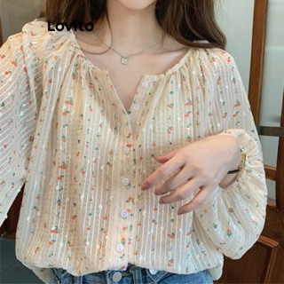 Lovito Casual Blusa Feminina com Estampa Floral LNE27079 (Damasco)