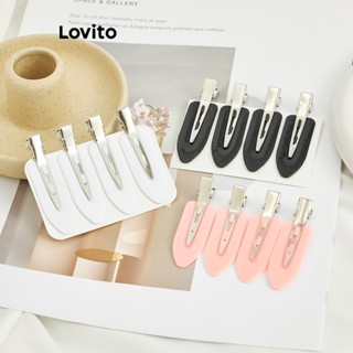 Lovito Casual Simples Presilha de Cabelo de Metal para Mulheres L63AD096 (Branca/Rosa/Preta)
