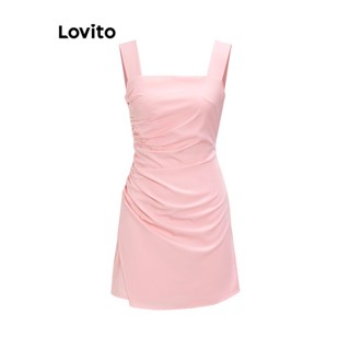 Lovito Vestido Assimétrico com Babados para Mulheres L59ED126 (Rosa/Azul)