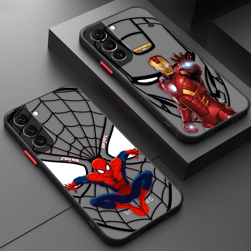 Criativo Homem-Aranha Vingadores Heróis Matte Capa De Celular Para Samsung Galaxy S23 S21 S20 FE S22 S10 S9 S8 Plus Lite Ultra 5G Telefone Com Toque De Pele
