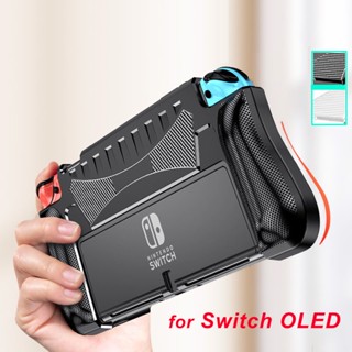 Case Capa Nintendo Switch OLED Lite Jogos Grip Acessórios Slot Para Cartões Silicone Macio Anti-Queda Console Anti-Impressão Digital Joy Con Protector Dissipação De Calor
