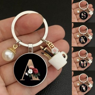Imitação Elegante Porta-Chaves Pérola Esmalte 26 Cartas Para O Dia Do Professor Presentes Mulheres Ornamentos De Bolsa