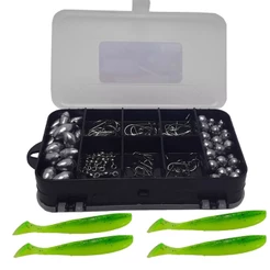 Kit Pesca Esportiva 5 Iscas de Silicone Chumbada Anzol
