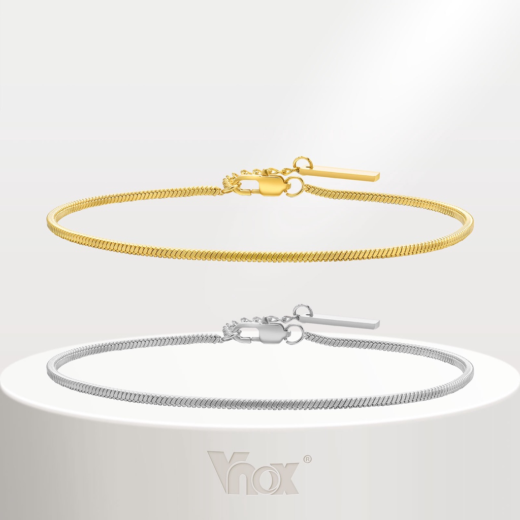 Pulseira Vnox Square Snake Chain Bracelet Para Mulheres Homens , Ouro 18K Empilhadora De Aço Inoxidável Link Jewelry