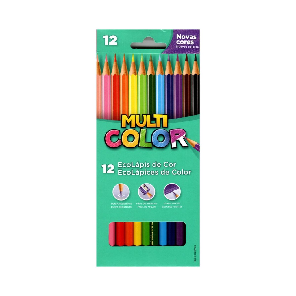 Caixa De Lápis De Cor Com 12 Cores MultiColor - ECOLAPIS em Oferta na Shopee