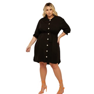 Vestido Chamise Camisão Viscolinho Plus Size Manga Media