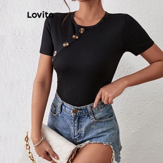 Lovito Body Casual Com Botão Liso Para Mulheres LNL43071