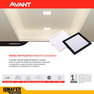 Painel Plafon Led 24w Embutir Quadrado Frio Bivolt 30x30 Cm