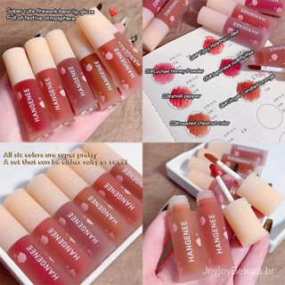 6 Pcs Líquido Batom Set, Espelho Brilhante Acabamento Orvalado, Longa Duração Hidratante Lip Glaze, Impresso Bonito Urso SBBL