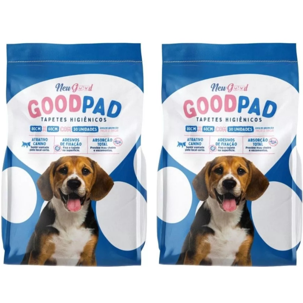 Kit 2 Pacotes Tapete Higienico Good Pad P/ Cães E Gatos 80x60 cm Com 60 Unidades - Pets