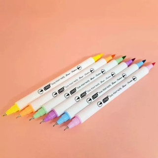 Kit 06 Brush Caneta Pen Duas Pontas Dupla Pincel Fineliner
