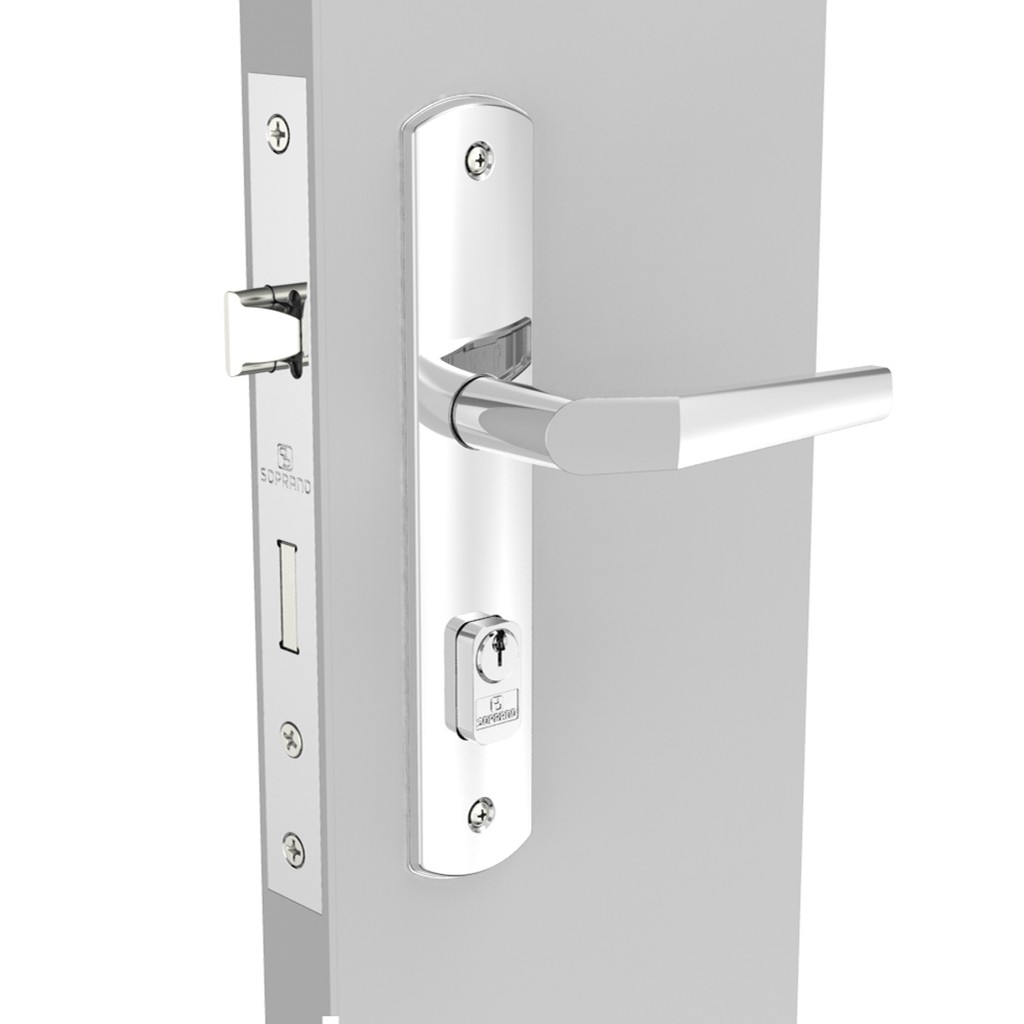 FECHADURA EXTERNA SOPRANO POPLINE RETA CROMADO ESP26 40X53