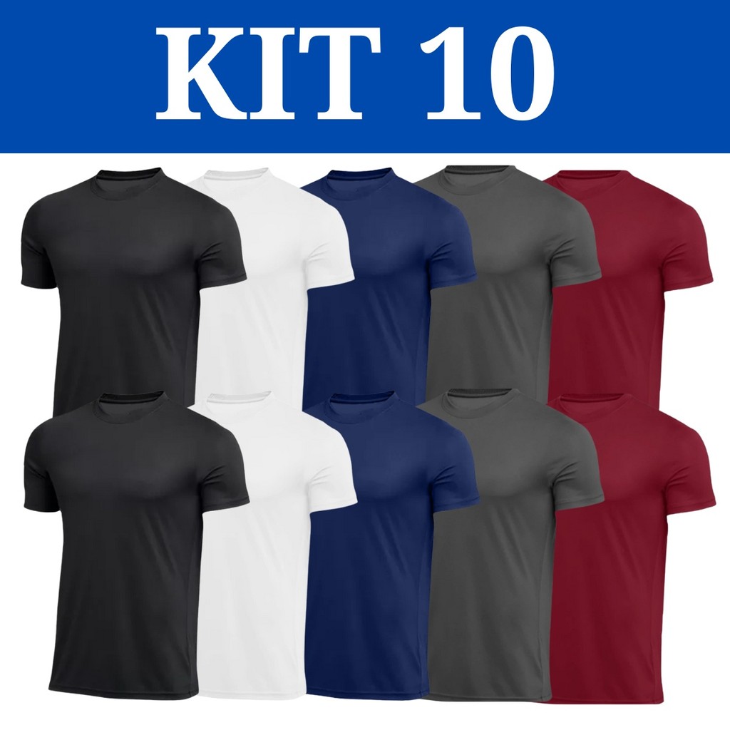 Kit 10 Camiseta Masculina Tecnologia Dry Proteção Solar UV50 Térmica Anti Suor Academia Treino - Men Clothes