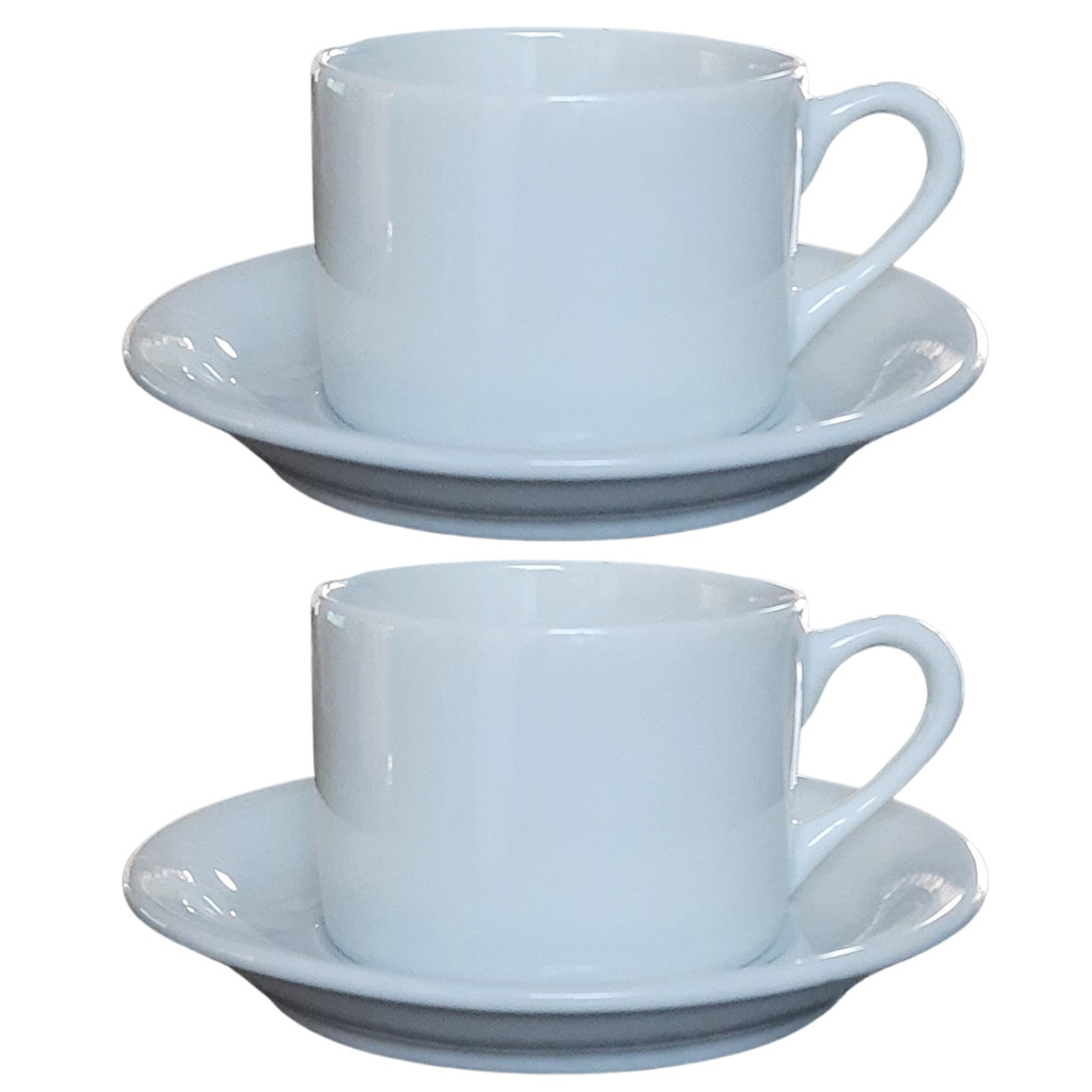Jogo 2 xícaras Café Chá c/ pires - 170ml Base Reta-Porcelana