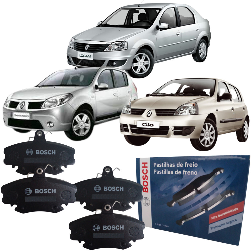 Jogo Pastilhas Freio Dianteiro Clio Logan Sandero Bosch