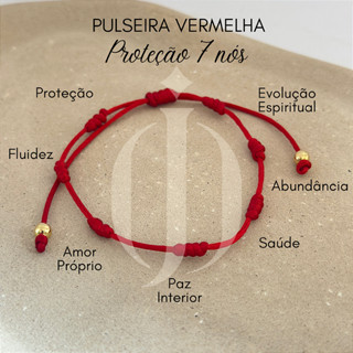 Pulseira 7 Nós Vermelha Ajustável Proteção Kabbalah em Oferta na Shopee