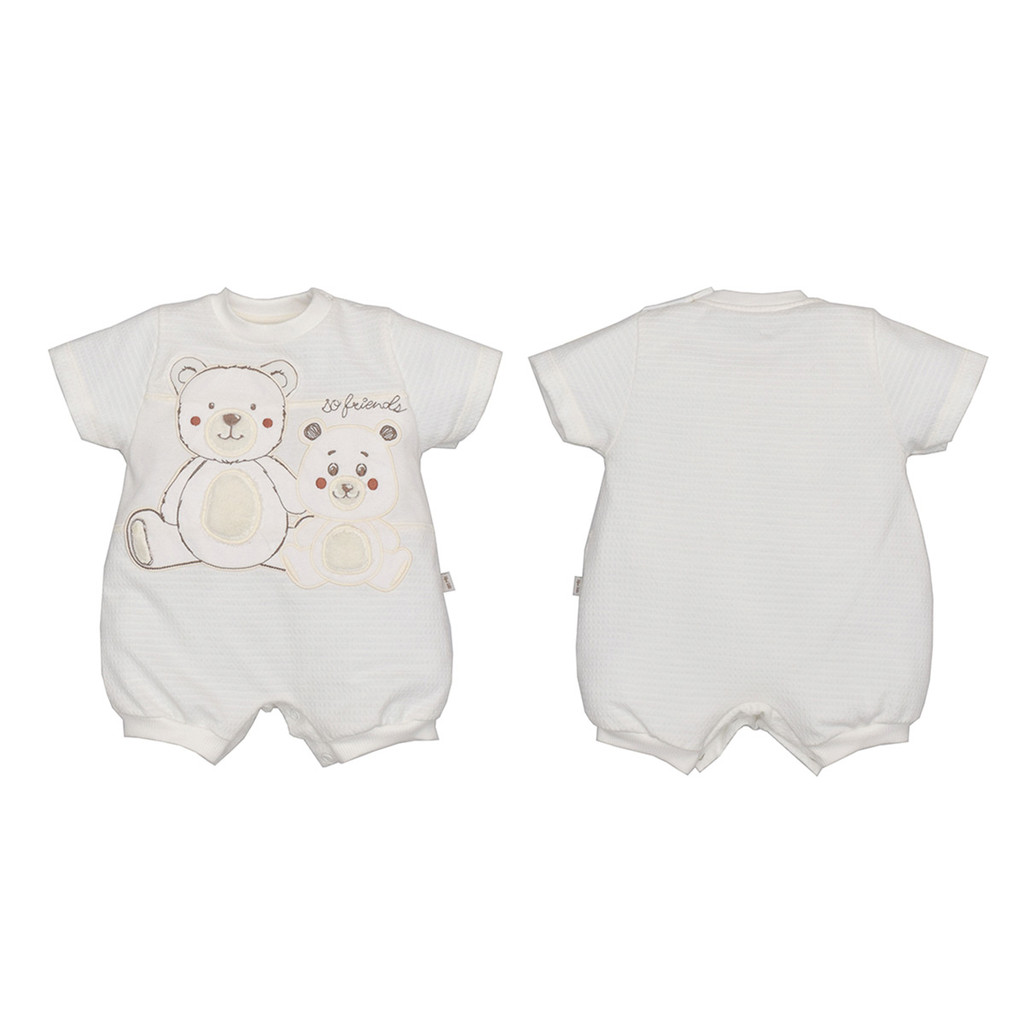 Macaquinho Body Malha Bebê Menino Branco Upgrade Yago Urso