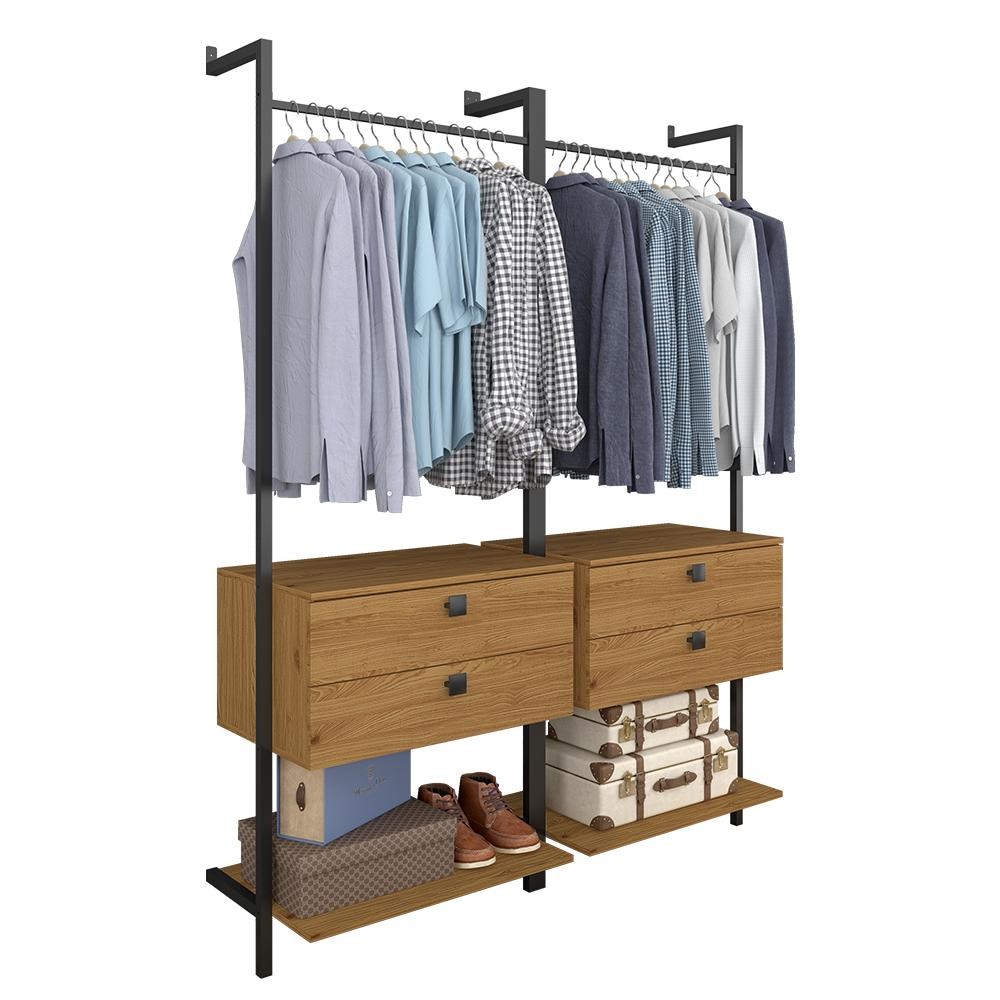 Closet Estilo Industrial Siena C/gaveta Preto/cina - Móveis Arapongas em Oferta na Shopee