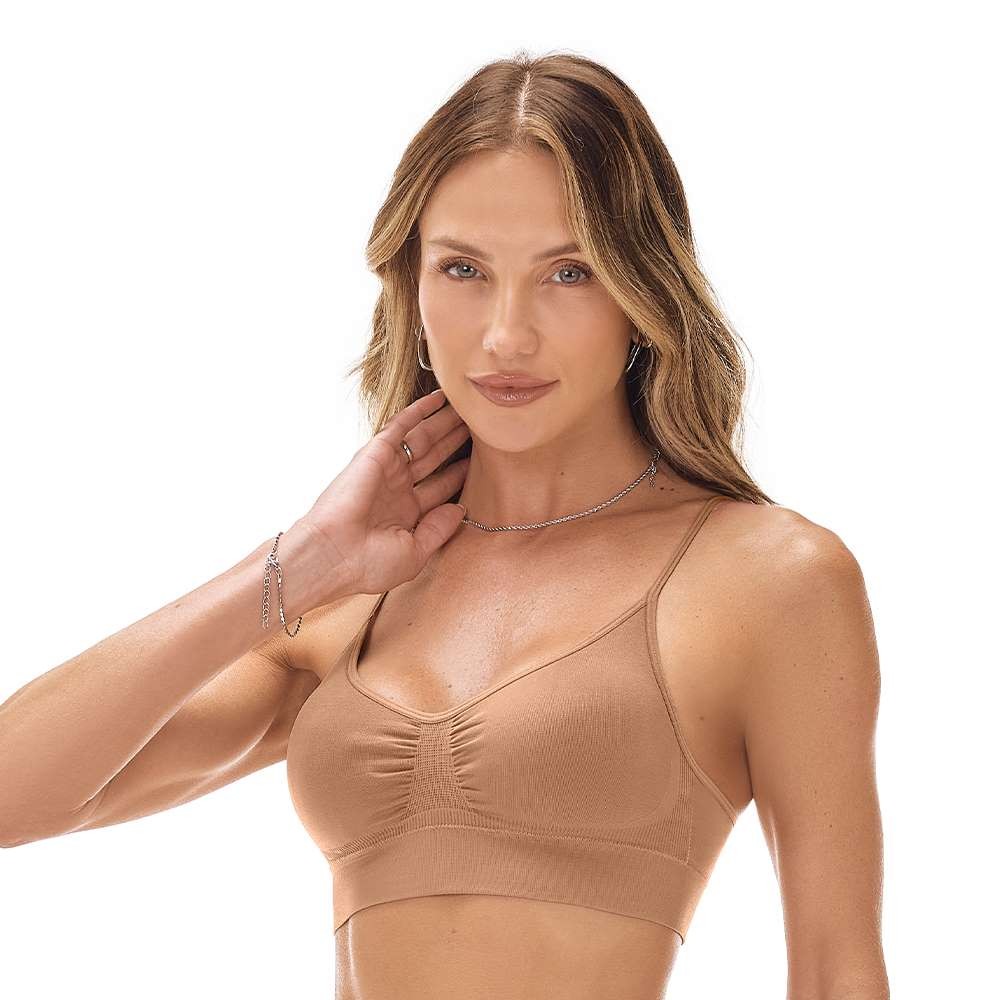 Sutiã com Bojo Removível sem Costura Fecho nas costas Amêndoa Zee Rucci em Oferta na Shopee