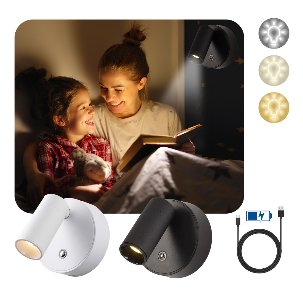 Luminária para Quarto Sem Fio Recarregável LED Arandela de Parede Abajur de Cabeceira em Oferta na Shopee