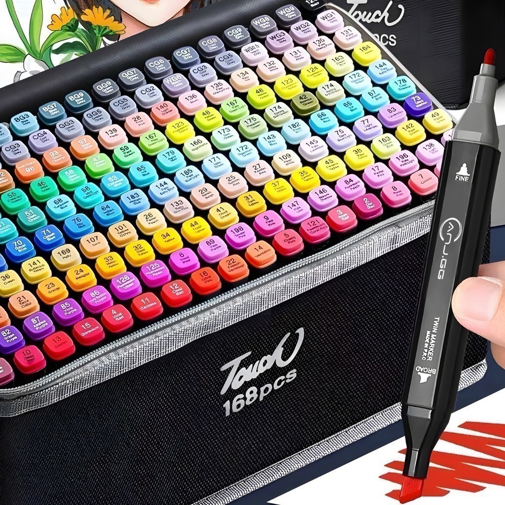 168 conjunto de canetas aquarela marcador de duas cabeças cor à base de óleo de secagem rápidal