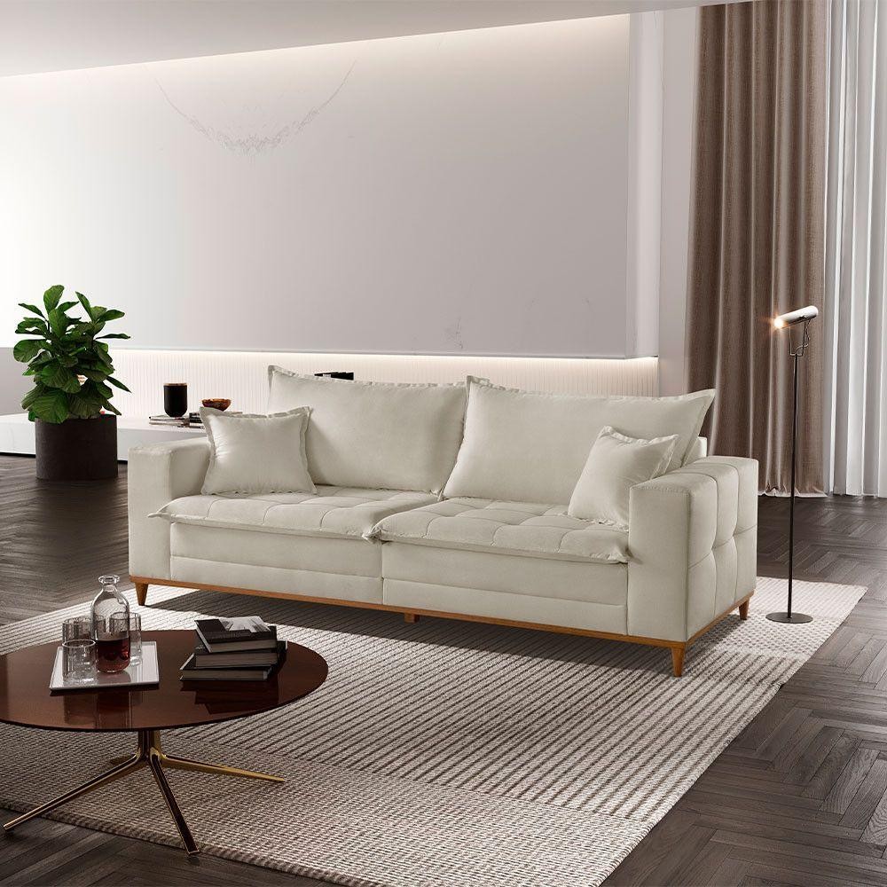 Sofá Matrix 02 Módulos De 100cm B25cm Meu Sofá Online A302 Linho Branco