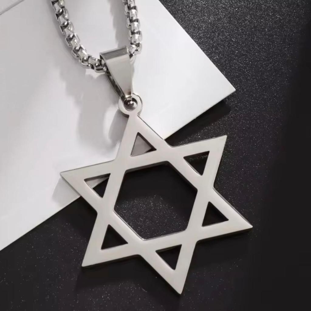 KIT Colar COM PINGENTE Estrela de Davi Estrela de Israel Aço Inox Pingente de Estrela