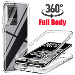 360 Capa De Silicone Transparente Completa Para Samsung Galaxy S25 S24 FE S22 S21 S20 S23 S24Ultra S10 S9 S8 Plus S7 S10