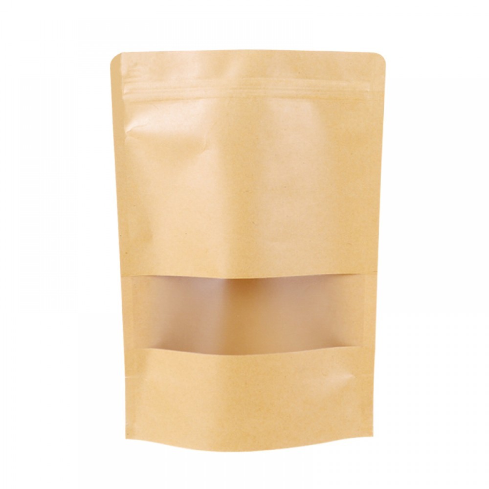 Saco Stand Up Pouch Kraft C/ Visor 10x15 Fecho Zip Lock